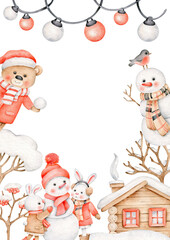 christmas card with snowman