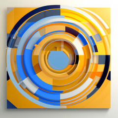 Digital geometric painting illustration of abstract art mural concept design. Album art digital illustration.