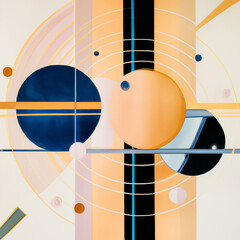 Digital geometric painting illustration of abstract art mural concept design. Album art digital illustration.