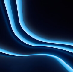 3d render Dark wall illuminated with led lamps. Blue futuristic wallpaper