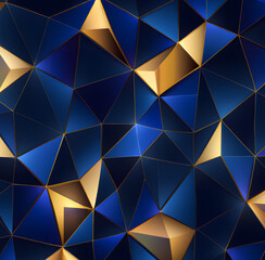 Dark blue luxury abstract polygonal pattern with gold, design for marketing luxury add design