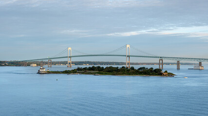 View of the Claiborne Pell Newport Bridge from the harbour.