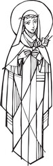 Obraz premium Hand drawn illustration of Catherine of Siena.
