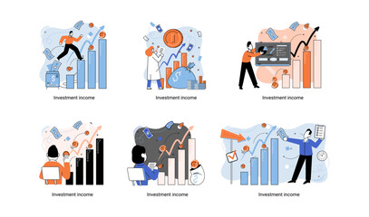 Investment, saving money and finance growth business concept metaphor. Analyzes charts and indicators of income growth. Investment income from securities and other non-commercial investments dividends