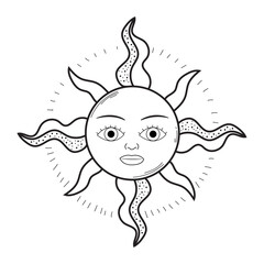 Isolated esoteric sun symbol Esoterism sketch icon Vector