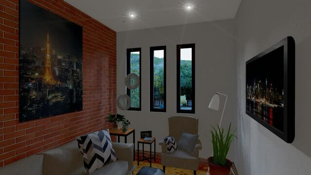 Sala con muro de tabique con un dise&ntilde;o moderno, arquitectura mexicana, Room with a partition wall with a modern design, Mexican architecture