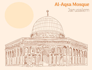 Al-Aqsa Mosque hand drawing vector. Jerusalem	