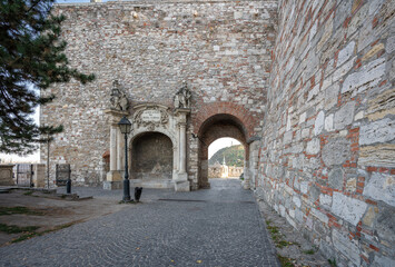 Fototapeta na wymiar Military barracks Gate in Zeughaus Wall at Buda Castle - Budapest, Hungary