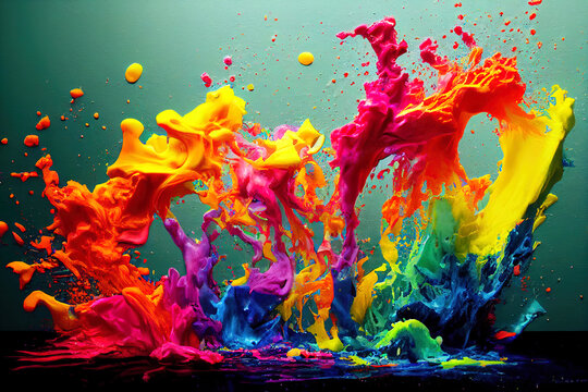 Abstract splashes of coloured paint