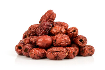 Dried jujube fruits isolated on white background.