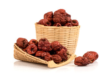 Dried jujube fruits isolated on white background.