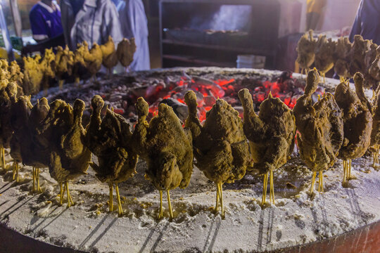 Chicken barbecue, street food in Khartoum, capital of Sudan