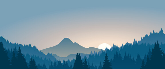 Obraz premium sunrise in mountains with forest