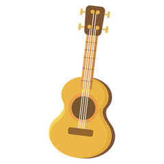 Isolated wooden guitar icon Flat design Vector - obrazy, fototapety, plakaty
