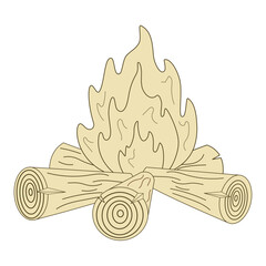 Isolated sketch of a wooden campfire Vector