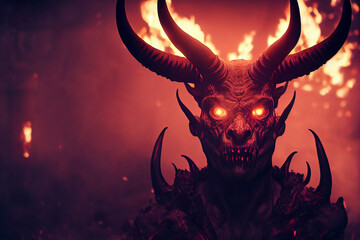 Demon devil monster. Generative AI - obrazy, fototapety, plakaty