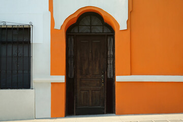 Entrance of building with beautiful vintage door