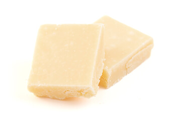 Square White Chocolate Fudge Isolated on a White Background