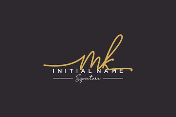 Initial MK signature logo template vector. Hand drawn Calligraphy lettering Vector illustration.