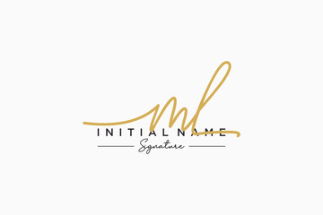 Initial ML signature logo template vector. Hand drawn Calligraphy lettering Vector illustration.