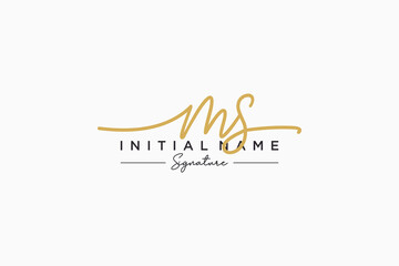 Initial MS signature logo template vector. Hand drawn Calligraphy lettering Vector illustration. - obrazy, fototapety, plakaty