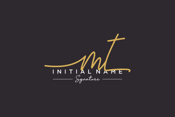 Initial MT signature logo template vector. Hand drawn Calligraphy lettering Vector illustration. - obrazy, fototapety, plakaty
