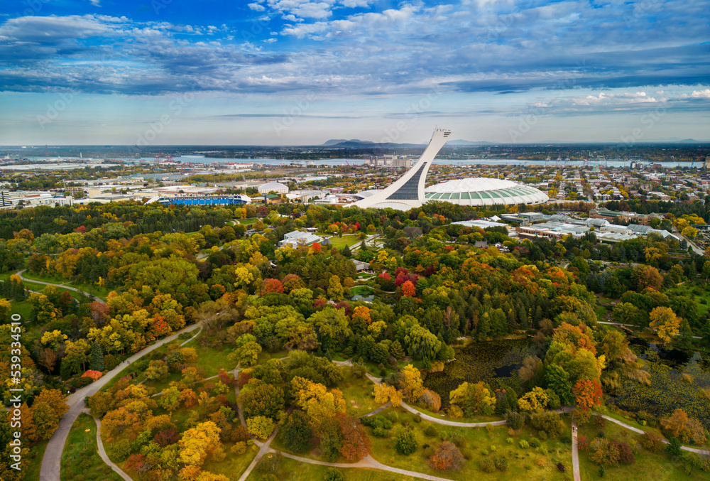 Wall mural Aerial view of Montreal in autumn