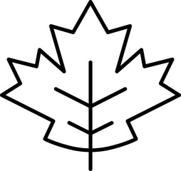 Simple maple leaf icon, autumn leaf illustration on transparent background