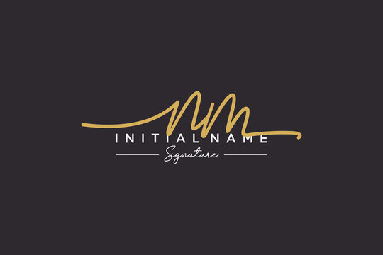 Initial NM signature logo template vector. Hand drawn Calligraphy lettering Vector illustration.