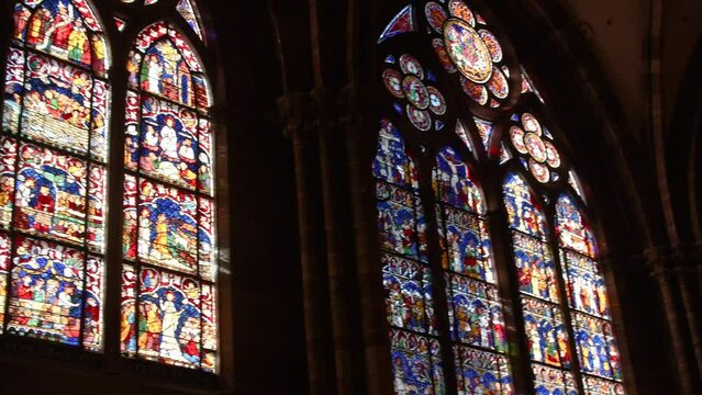 Gothic facade of the Strasbourg Cathedral of Our Lady (French: Cath&eacute;drale Notre-Dame de Strasbourg, German: Liebfrauenm&uuml;nster zu Stra&szlig;burg)