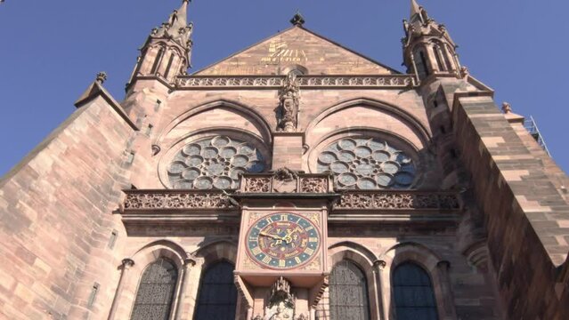 Gothic facade of the Strasbourg Cathedral of Our Lady (French: Cath&eacute;drale Notre-Dame de Strasbourg, German: Liebfrauenm&uuml;nster zu Stra&szlig;burg)