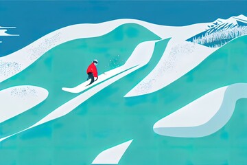 People snowboarding and riding tubing at ski resort. Skiers and snowboarders rolling from snowy mountain slope. Outdoor winter sports activities. Colored flat 2d illustrated illustration