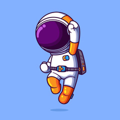 The astronaut is jumping and very happy that he reach the outer planet in galaxy © HERMANTO