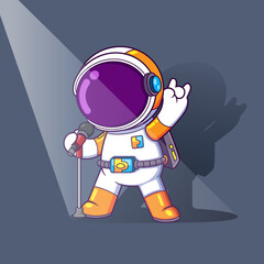 The rocker astronaut is singing loud in the concert with a metal style