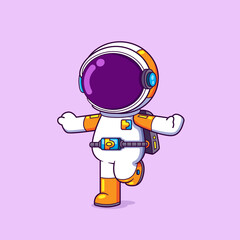 The astronaut is very happy that he can reach the other planet and posing cutely