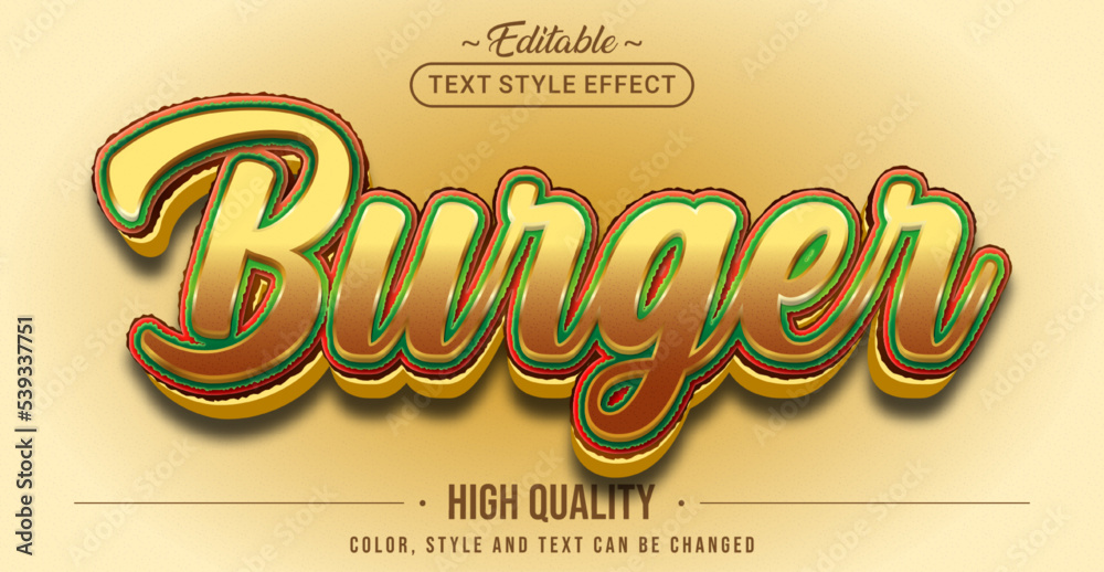 Poster Editable text style effect - Burger text style theme.