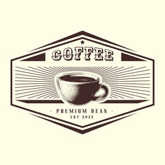 Vintage Logo Badge Desgin Coffee Shop Roat Bean 