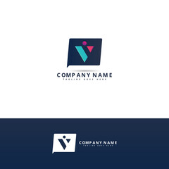 Naklejka premium Letter V Logo, Square Shape Symbol, Digital, Technology, Media.