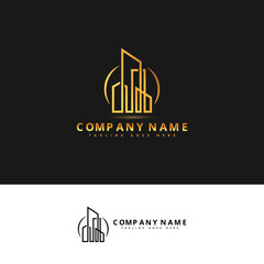 Logo real estate for construction, home, apartment, modern home ,building, property, minimal awesome trendy professional logo design template and business card, Premium Vector