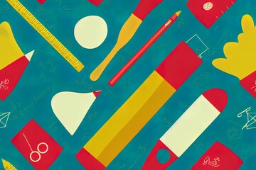 Obraz premium School background. Seamless pattern with doodles. 2d illustrated