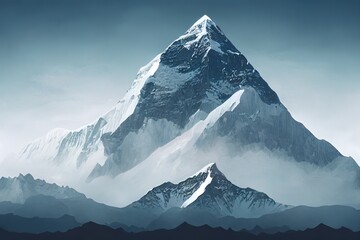 Mount Everest isolated on white background - obrazy, fototapety, plakaty