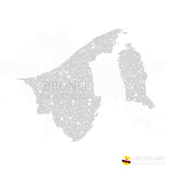 Brunei Darussalam grey map isolated on white background with abstract mesh line and point scales. Vector illustration eps 10