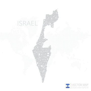 Israel grey map isolated on white background with abstract mesh line and point scales. Vector illustration eps 10