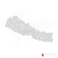 Nepal grey map isolated on white background with abstract mesh line and point scales. Vector illustration eps 10