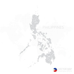 Philippines grey map isolated on white background with abstract mesh line and point scales. Vector illustration eps 10