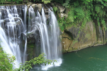 Obraz na płótnie Canvas the landscape of Shifen Waterfall in Pingxi, Taiwan 18 April 2011