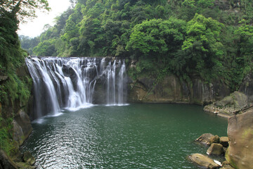 the landscape of Shifen Waterfall in Pingxi, Taiwan 18 April 2011