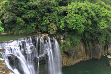Fototapeta na wymiar the landscape of Shifen Waterfall in Pingxi, Taiwan 18 April 2011