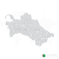 Turkmenistan grey map isolated on white background with abstract mesh line and point scales. Vector illustration eps 10