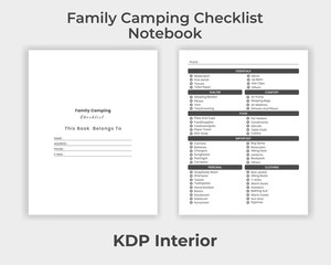 KDP Interior Family Camping Checklist Notebook